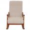 Schaukelstuhl HWC-K10, Relaxsessel, Holz FSC Stoff/Textil Boucl (450g/m) ~ beige, Gestell Walnuss-Optik