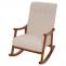 Schaukelstuhl HWC-K10, Relaxsessel, Holz FSC Stoff/Textil Boucl (450g/m) ~ beige, Gestell Walnuss-Optik