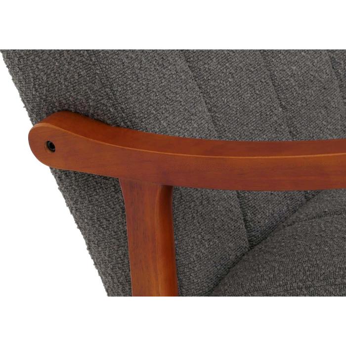 Schaukelstuhl HWC-K10, Relaxsessel, Holz FSC Stoff/Textil Boucl (450g/m) ~ dunkelgrau, Gestell Walnuss-Optik