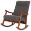 Schaukelstuhl HWC-K10, Relaxsessel, Holz FSC Stoff/Textil Boucl (450g/m) ~ dunkelgrau, Gestell Walnuss-Optik