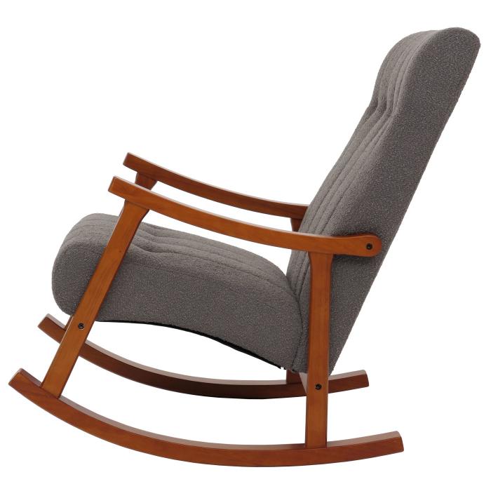 Schaukelstuhl HWC-K10, Relaxsessel, Holz FSC Stoff/Textil Boucl (450g/m) ~ dunkelgrau, Gestell Walnuss-Optik
