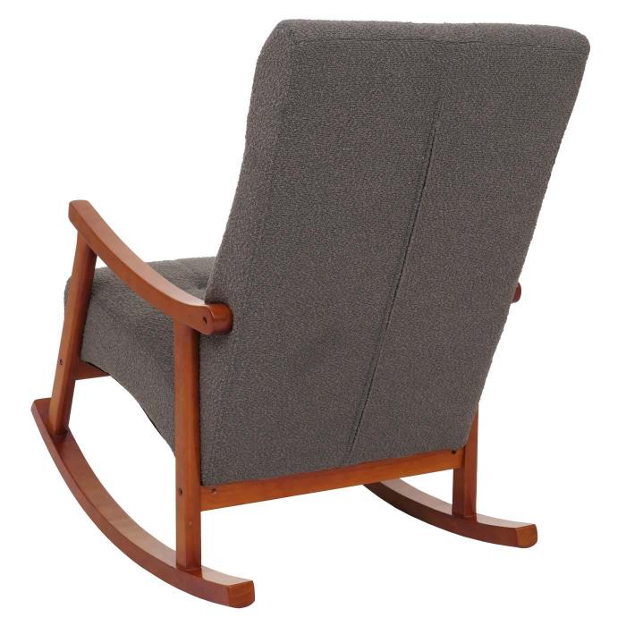 Schaukelstuhl HWC-K10, Relaxsessel, Holz FSC Stoff/Textil Boucl (450g/m) ~ dunkelgrau, Gestell Walnuss-Optik