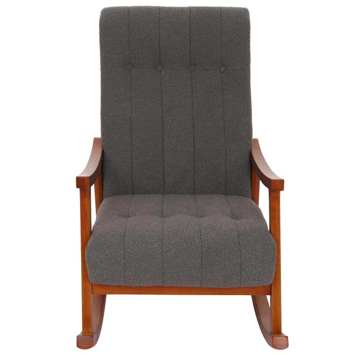 Schaukelstuhl HWC-K10, Relaxsessel, Holz FSC Stoff/Textil Boucl (450g/m) ~ dunkelgrau, Gestell Walnuss-Optik