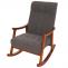 Schaukelstuhl HWC-K10, Relaxsessel, Holz FSC Stoff/Textil Boucl (450g/m) ~ dunkelgrau, Gestell Walnuss-Optik