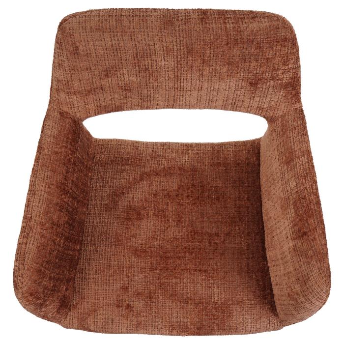 Esszimmerstuhl HWC-A50 II, Stuhl Kchenstuhl Polsterstuhl, Holz Stoff/Textil Chenille (465g/m) FSC ~ terrakotta