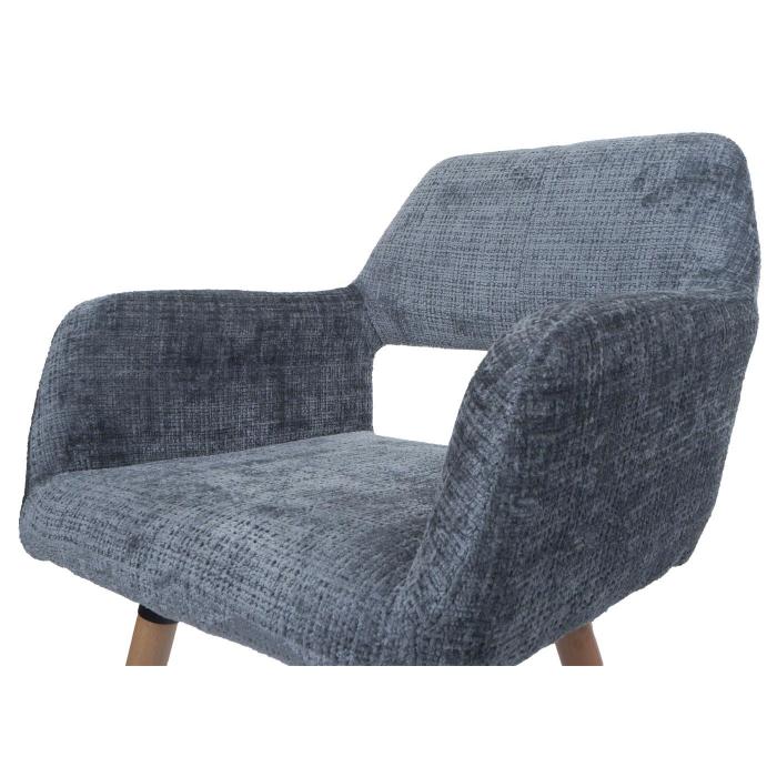 6er-Set Esszimmerstuhl HWC-A50 II, Kchenstuhl Polsterstuhl, Holz Stoff/Textil Chenille (465g/m) FSC ~ dunkelgrau