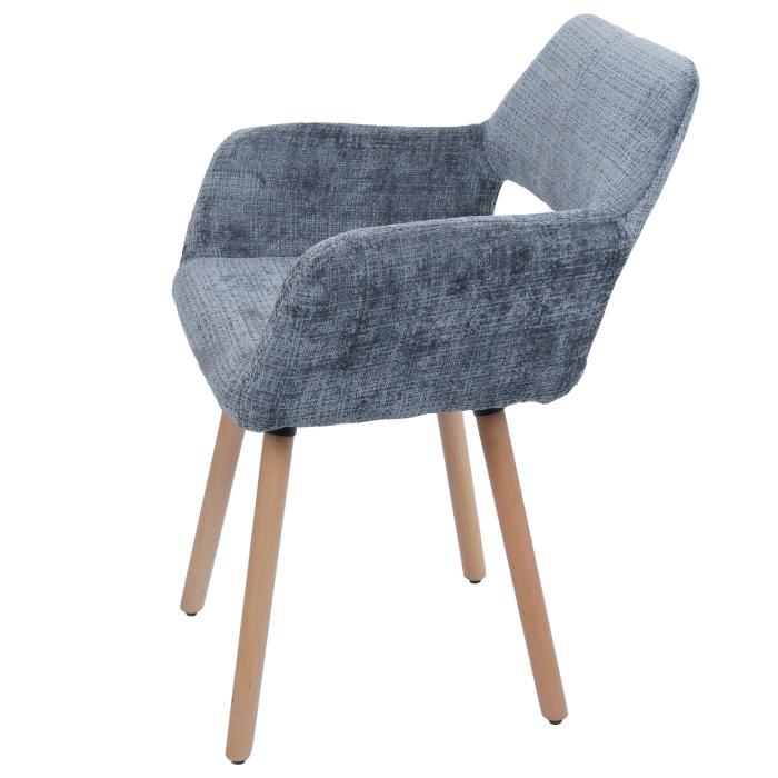 6er-Set Esszimmerstuhl HWC-A50 II, Kchenstuhl Polsterstuhl, Holz Stoff/Textil Chenille (465g/m) FSC ~ dunkelgrau