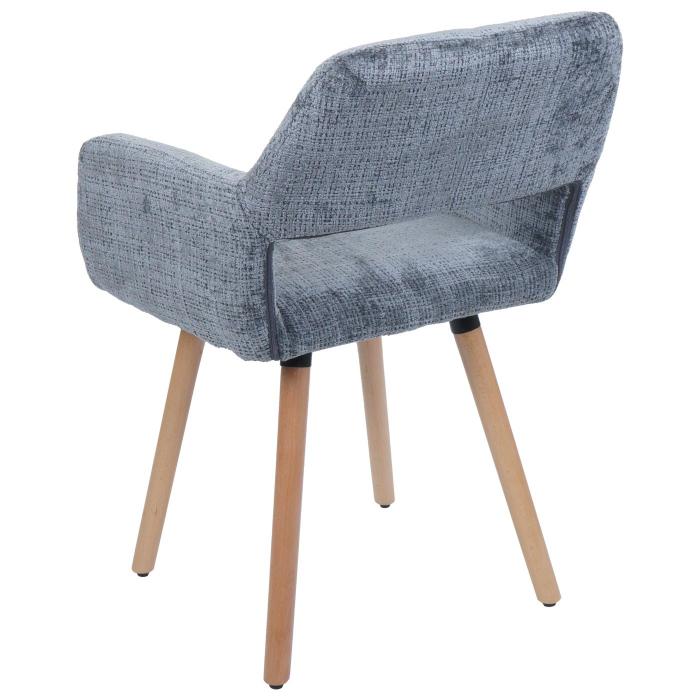 6er-Set Esszimmerstuhl HWC-A50 II, Kchenstuhl Polsterstuhl, Holz Stoff/Textil Chenille (465g/m) FSC ~ dunkelgrau