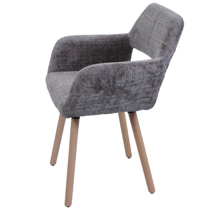 Esszimmerstuhl HWC-A50 II, Stuhl Kchenstuhl Polsterstuhl, Holz Stoff/Textil Chenille (465g/m) FSC ~ braun