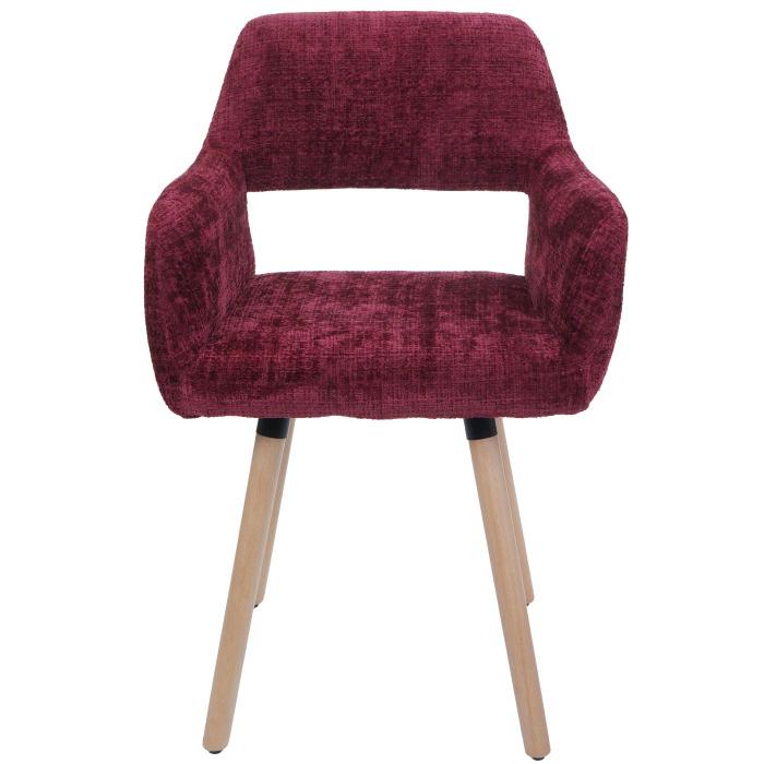 6er-Set Esszimmerstuhl HWC-A50 II, Kchenstuhl Polsterstuhl, Holz Stoff/Textil Chenille (465g/m) FSC ~ bordeaux