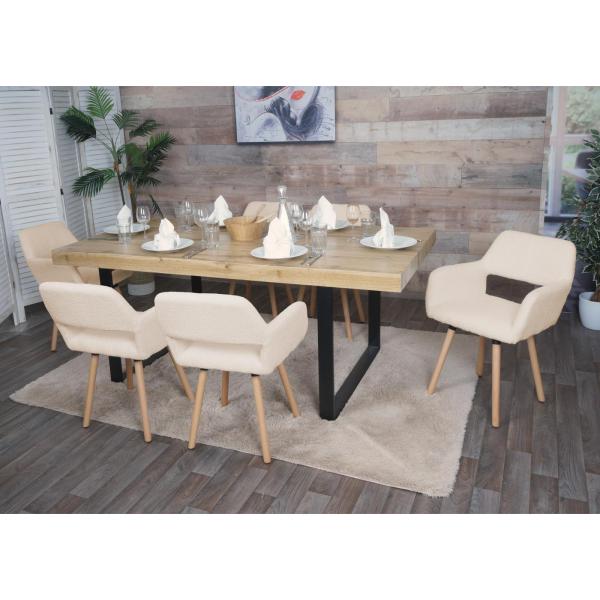 Stimmungsbild fr Produkt 6er-Set Esszimmerstuhl HWC-A50 II, Stuhl Kchenstuhl Polsterstuhl, Holz Stoff/Textil Boucl (450g/m) FSC ~ beige