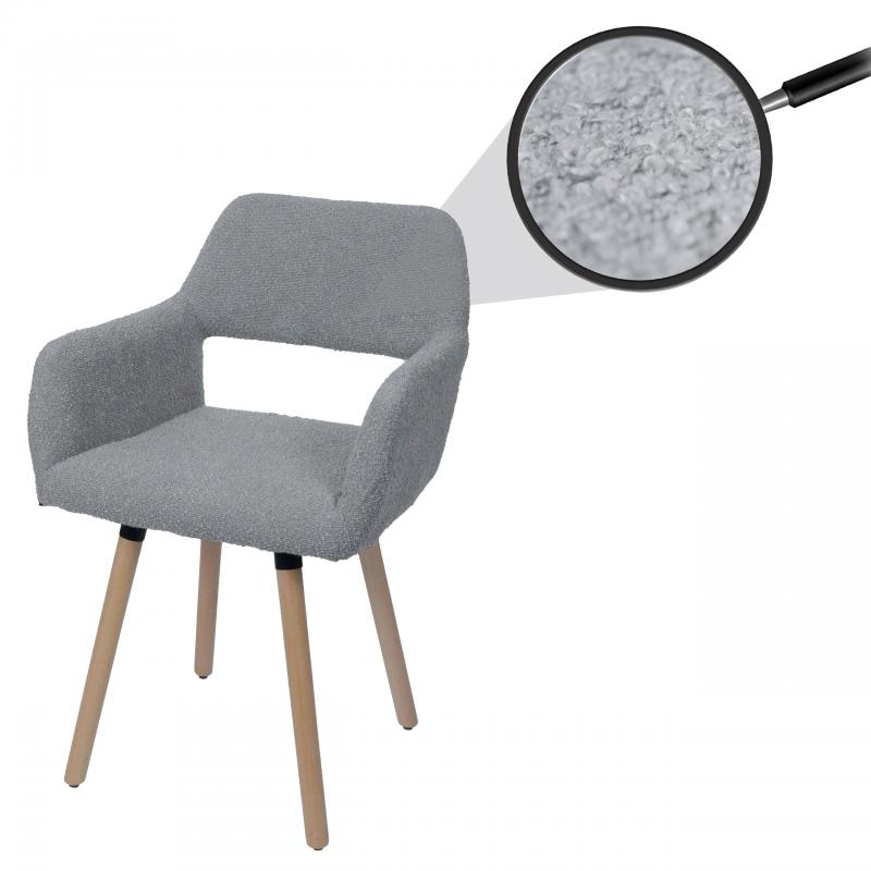Esszimmerstuhl HWC-A50 II, Stuhl Kchenstuhl Polsterstuhl, Holz Stoff/Textil Boucl (450g/m) FSC ~ grau