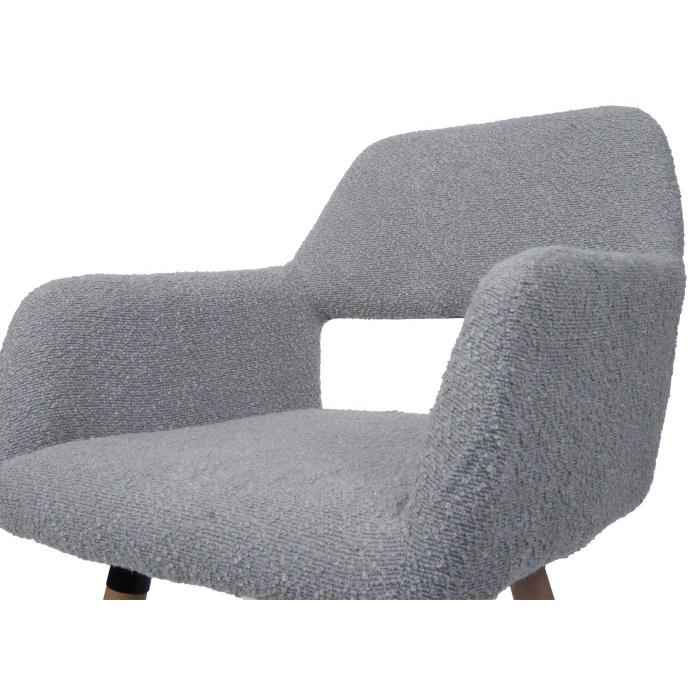 Esszimmerstuhl HWC-A50 II, Stuhl Kchenstuhl Polsterstuhl, Holz Stoff/Textil Boucl (450g/m) FSC ~ grau
