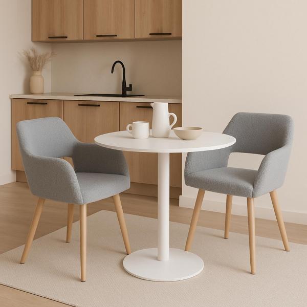 Esszimmerstuhl HWC-A50 II, Stuhl Kchenstuhl Polsterstuhl, Holz Stoff/Textil Boucl (450g/m) FSC ~ grau