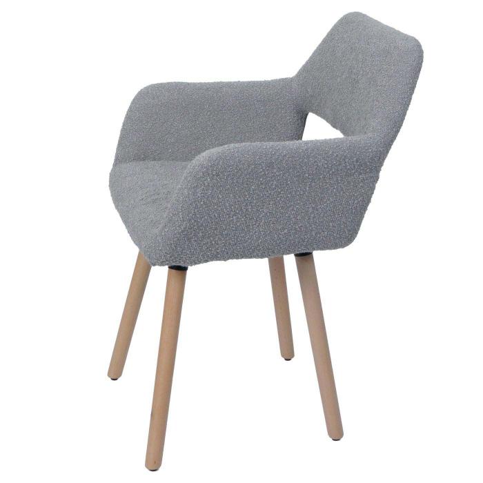 Esszimmerstuhl HWC-A50 II, Stuhl Kchenstuhl Polsterstuhl, Holz Stoff/Textil Boucl (450g/m) FSC ~ grau