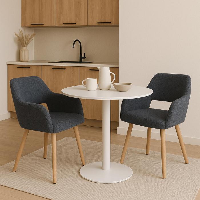 Esszimmerstuhl HWC-A50 II, Stuhl Kchenstuhl Polsterstuhl, Holz Stoff/Textil Boucl (450g/m) FSC ~ dunkelgrau