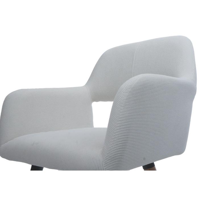 Esszimmerstuhl HWC-A50 II, Stuhl Kchenstuhl Polsterstuhl, Holz Stoff/Textil Cord (400g/m) FSC ~ creme-wei
