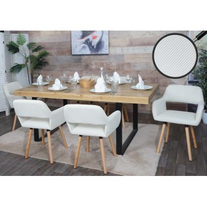 6er-Set Esszimmerstuhl HWC-A50 II, Stuhl Kchenstuhl Polsterstuhl, Holz Stoff/Textil Cord (400g/m) FSC ~ creme-wei