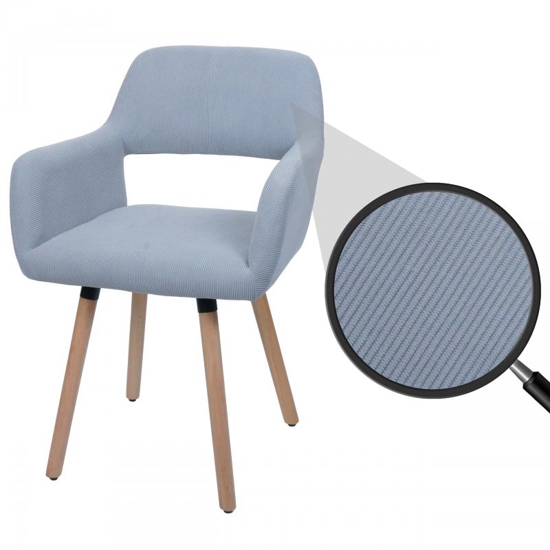 Esszimmerstuhl HWC-A50 II, Stuhl Kchenstuhl Polsterstuhl, Holz Stoff/Textil Cord (400g/m) FSC ~ hellgrau