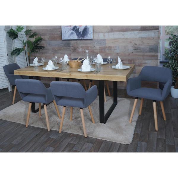Esszimmerstuhl HWC-A50 II, Stuhl Kchenstuhl Polsterstuhl, Holz Stoff/Textil Cord (400g/m) FSC ~ dunkelgrau