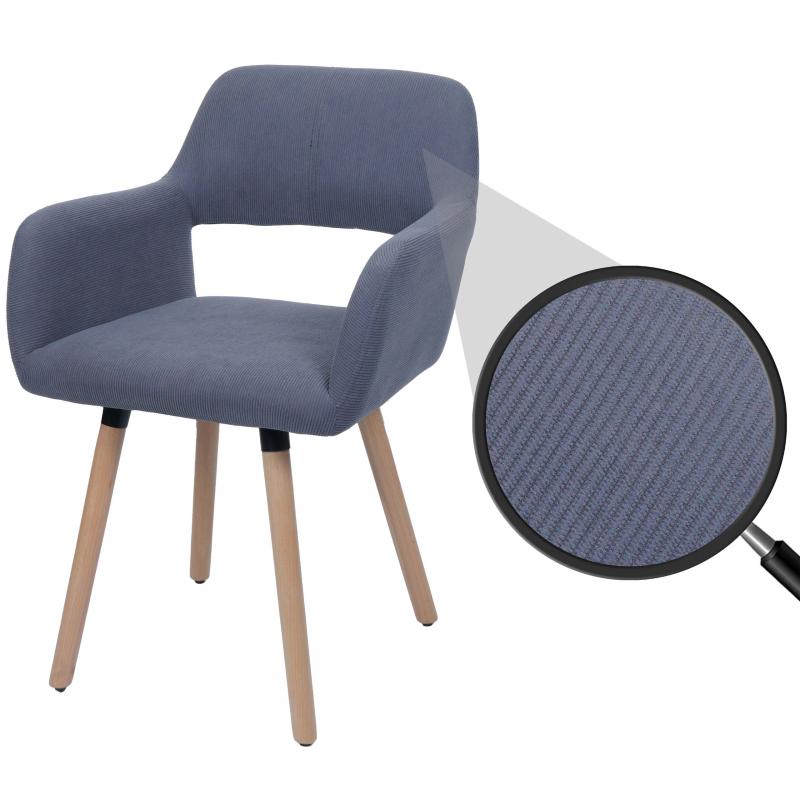 Esszimmerstuhl HWC-A50 II, Stuhl Kchenstuhl Polsterstuhl, Holz Stoff/Textil Cord (400g/m) FSC ~ dunkelgrau