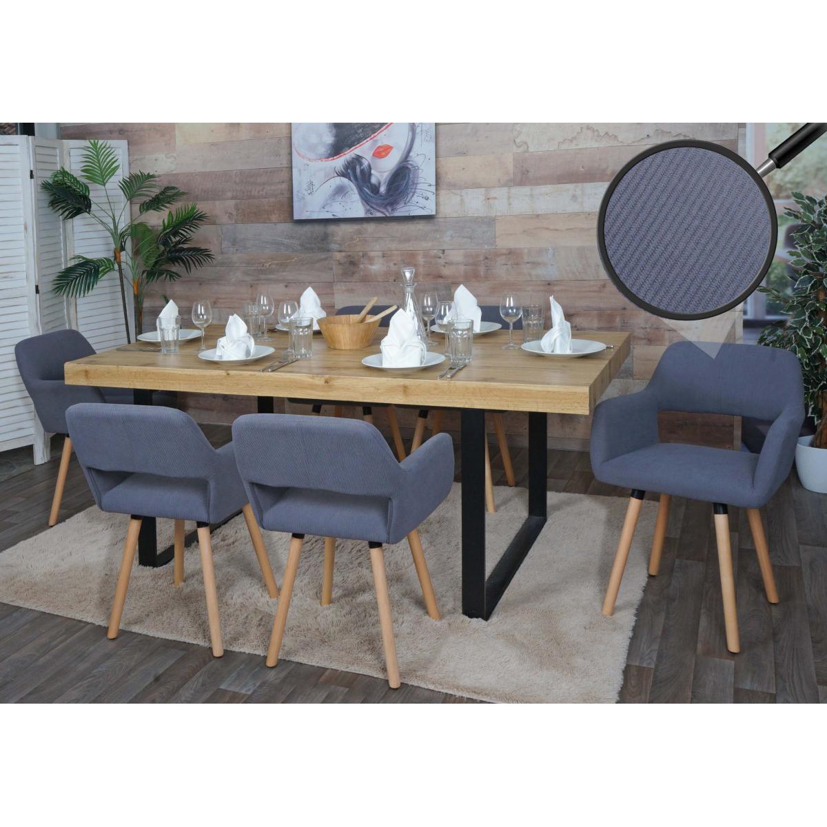 6er-Set Esszimmerstuhl HWC-A50 II, Stuhl Kchenstuhl Polsterstuhl, Holz Stoff/Textil Cord (400g/m) FSC ~ dunkelgrau