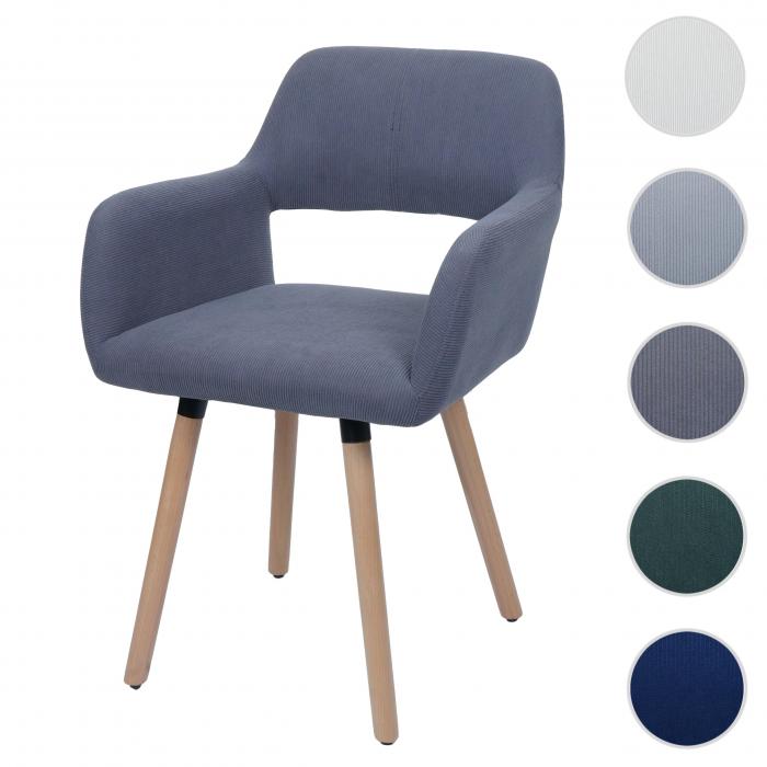 Esszimmerstuhl HWC-A50 II, Stuhl Kchenstuhl Polsterstuhl, Holz Stoff/Textil Cord (400g/m) FSC ~ dunkelgrau