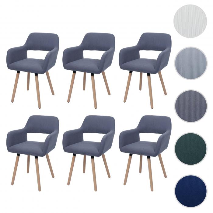 6er-Set Esszimmerstuhl HWC-A50 II, Stuhl Kchenstuhl Polsterstuhl, Holz Stoff/Textil Cord (400g/m) FSC ~ dunkelgrau