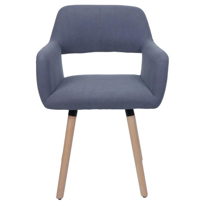 Esszimmerstuhl HWC-A50 II, Stuhl Kchenstuhl Polsterstuhl, Holz Stoff/Textil Cord (400g/m) FSC ~ dunkelgrau