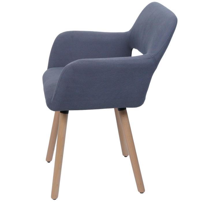 Esszimmerstuhl HWC-A50 II, Stuhl Kchenstuhl Polsterstuhl, Holz Stoff/Textil Cord (400g/m) FSC ~ dunkelgrau