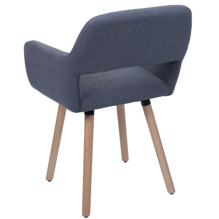 Esszimmerstuhl HWC-A50 II, Stuhl Kchenstuhl Polsterstuhl, Holz Stoff/Textil Cord (400g/m) FSC ~ dunkelgrau