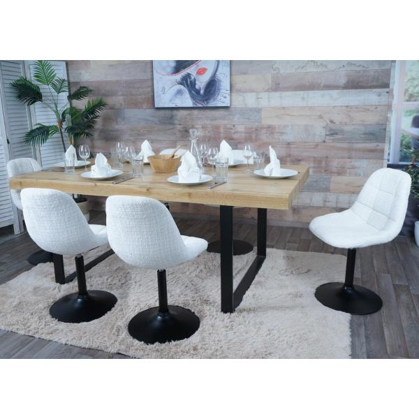 Esszimmerstuhl HWC-A60, Kchenstuhl Stuhl Drehstuhl, Stahl FSC Stoff/Textil Chenille (465g/m) ~ creme