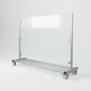 Windschutz mobil HLO-GP3, mit Rollen, Glas Edelstahl ~ 190 cm