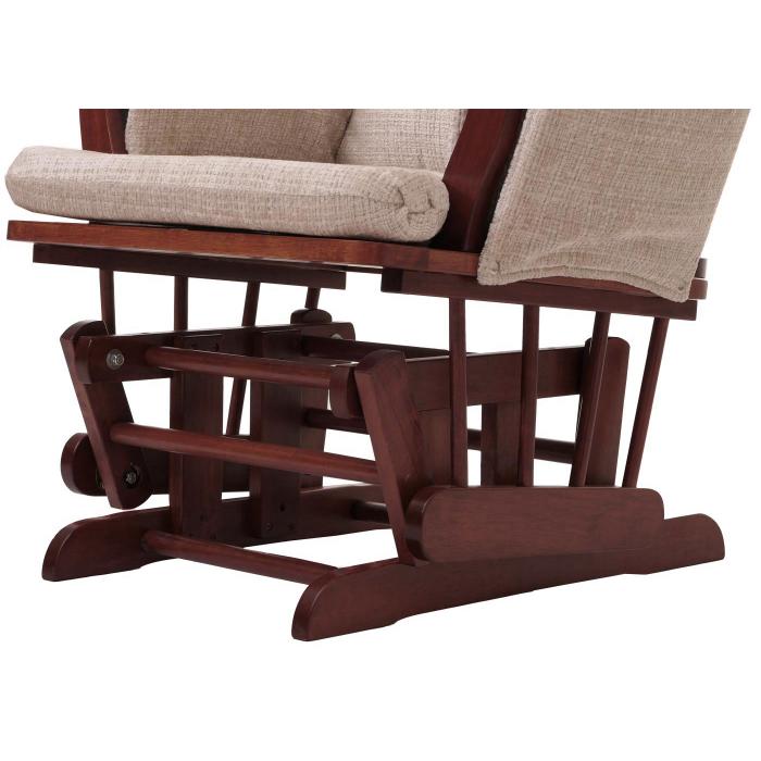 Relaxsessel HWC-C76, Schaukelstuhl Schwingstuhl mit Hocker Stoff Chenille (465g/m) ko-Tex ~ creme, Gestell dunkel