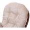Relaxsessel HWC-C76, Schaukelstuhl Schwingstuhl mit Hocker Stoff Chenille (465g/m) ko-Tex ~ creme, Gestell dunkel