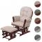 Relaxsessel HWC-C76, Schaukelstuhl Schwingstuhl mit Hocker Stoff Chenille (465g/m) ko-Tex ~ creme, Gestell dunkel