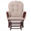 Relaxsessel HWC-C76, Schaukelstuhl Schwingstuhl mit Hocker Stoff Chenille (465g/m) ko-Tex ~ creme, Gestell dunkel