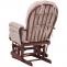 Relaxsessel HWC-C76, Schaukelstuhl Schwingstuhl mit Hocker Stoff Chenille (465g/m) ko-Tex ~ creme, Gestell dunkel
