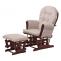 Relaxsessel HWC-C76, Schaukelstuhl Schwingstuhl mit Hocker Stoff Chenille (465g/m) ko-Tex ~ creme, Gestell dunkel