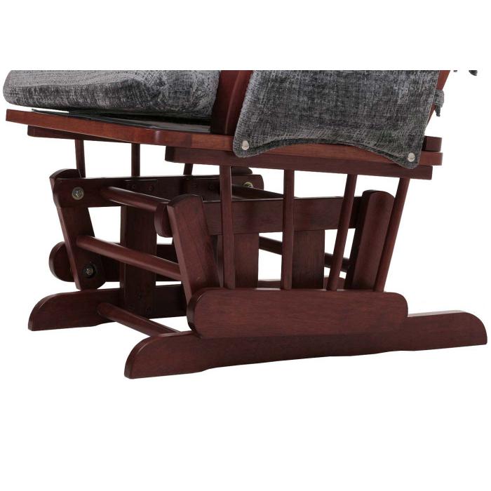 Relaxsessel HWC-C76, Schaukelstuhl Schwingstuhl mit Hocker Stoff Chenille (465g/m) ko-Tex ~ dunkelgrau, Gestell dunkel