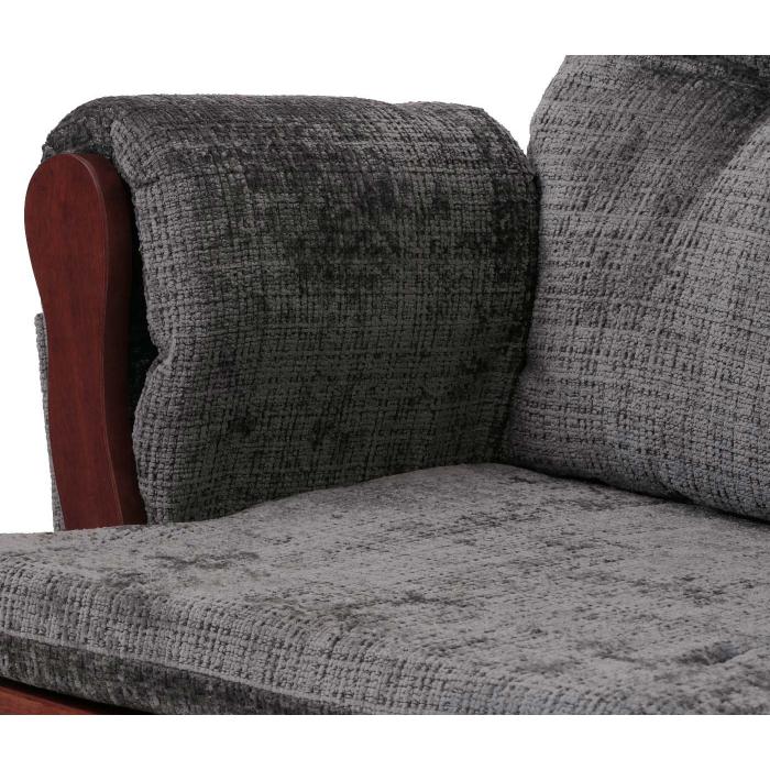 Relaxsessel HWC-C76, Schaukelstuhl Schwingstuhl mit Hocker Stoff Chenille (465g/m) ko-Tex ~ dunkelgrau, Gestell dunkel