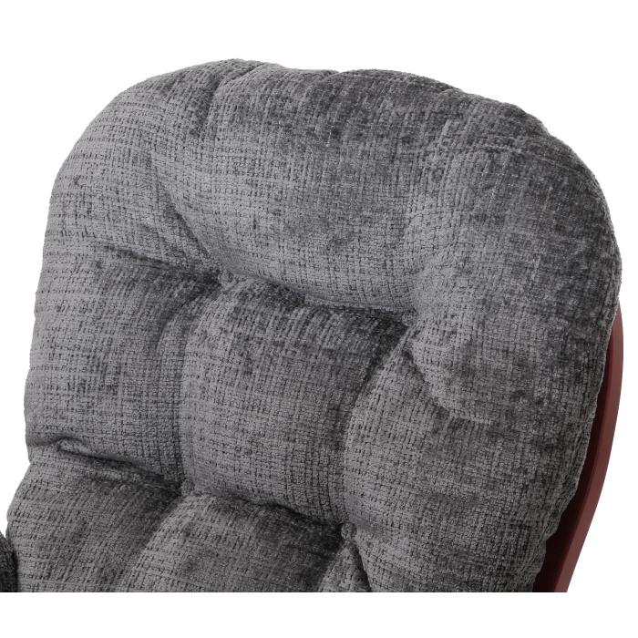 Relaxsessel HWC-C76, Schaukelstuhl Schwingstuhl mit Hocker Stoff Chenille (465g/m) ko-Tex ~ dunkelgrau, Gestell dunkel
