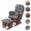 Relaxsessel HWC-C76, Schaukelstuhl Schwingstuhl mit Hocker Stoff Chenille (465g/m) ko-Tex ~ dunkelgrau, Gestell dunkel
