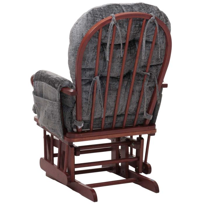 Relaxsessel HWC-C76, Schaukelstuhl Schwingstuhl mit Hocker Stoff Chenille (465g/m) ko-Tex ~ dunkelgrau, Gestell dunkel