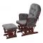 Relaxsessel HWC-C76, Schaukelstuhl Schwingstuhl mit Hocker Stoff Chenille (465g/m) ko-Tex ~ dunkelgrau, Gestell dunkel