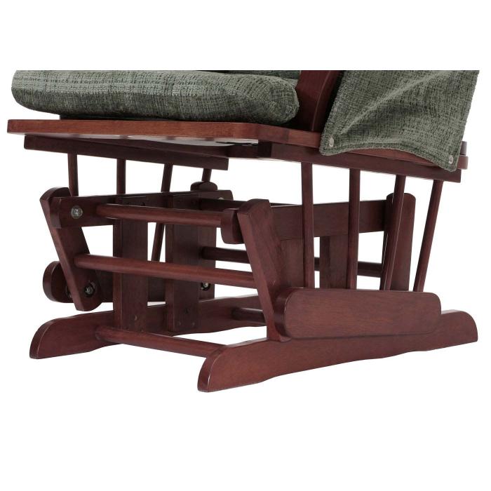 Relaxsessel HWC-C76, Schaukelstuhl Schwingstuhl mit Hocker Stoff Chenille (465g/m) ko-Tex ~ grn, Gestell dunkel