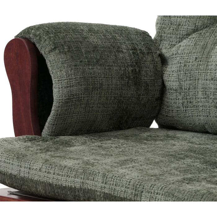 Relaxsessel HWC-C76, Schaukelstuhl Schwingstuhl mit Hocker Stoff Chenille (465g/m) ko-Tex ~ grn, Gestell dunkel