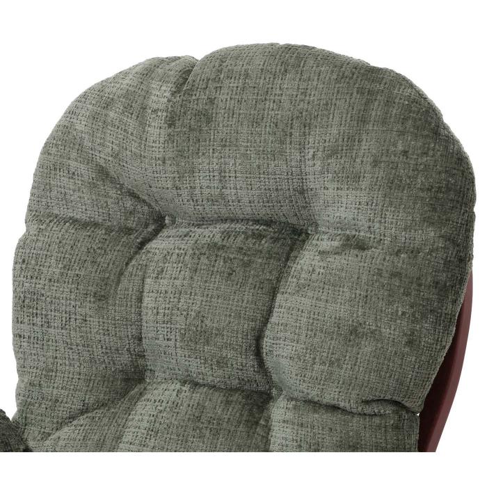 Relaxsessel HWC-C76, Schaukelstuhl Schwingstuhl mit Hocker Stoff Chenille (465g/m) ko-Tex ~ grn, Gestell dunkel