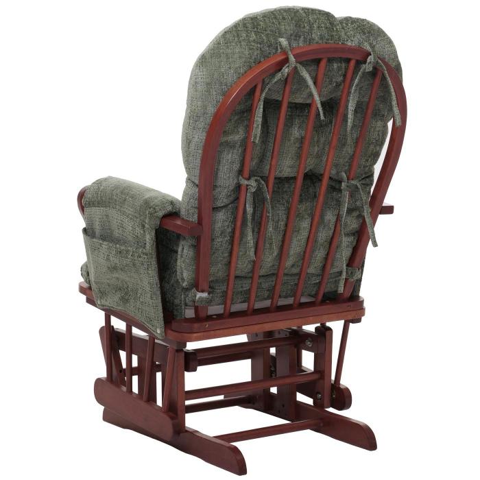 Relaxsessel HWC-C76, Schaukelstuhl Schwingstuhl mit Hocker Stoff Chenille (465g/m) ko-Tex ~ grn, Gestell dunkel