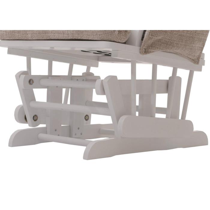 Relaxsessel HWC-C76, Schaukelstuhl Schwingstuhl mit Hocker Stoff Chenille (465g/m) ko-Tex ~ creme, Gestell wei